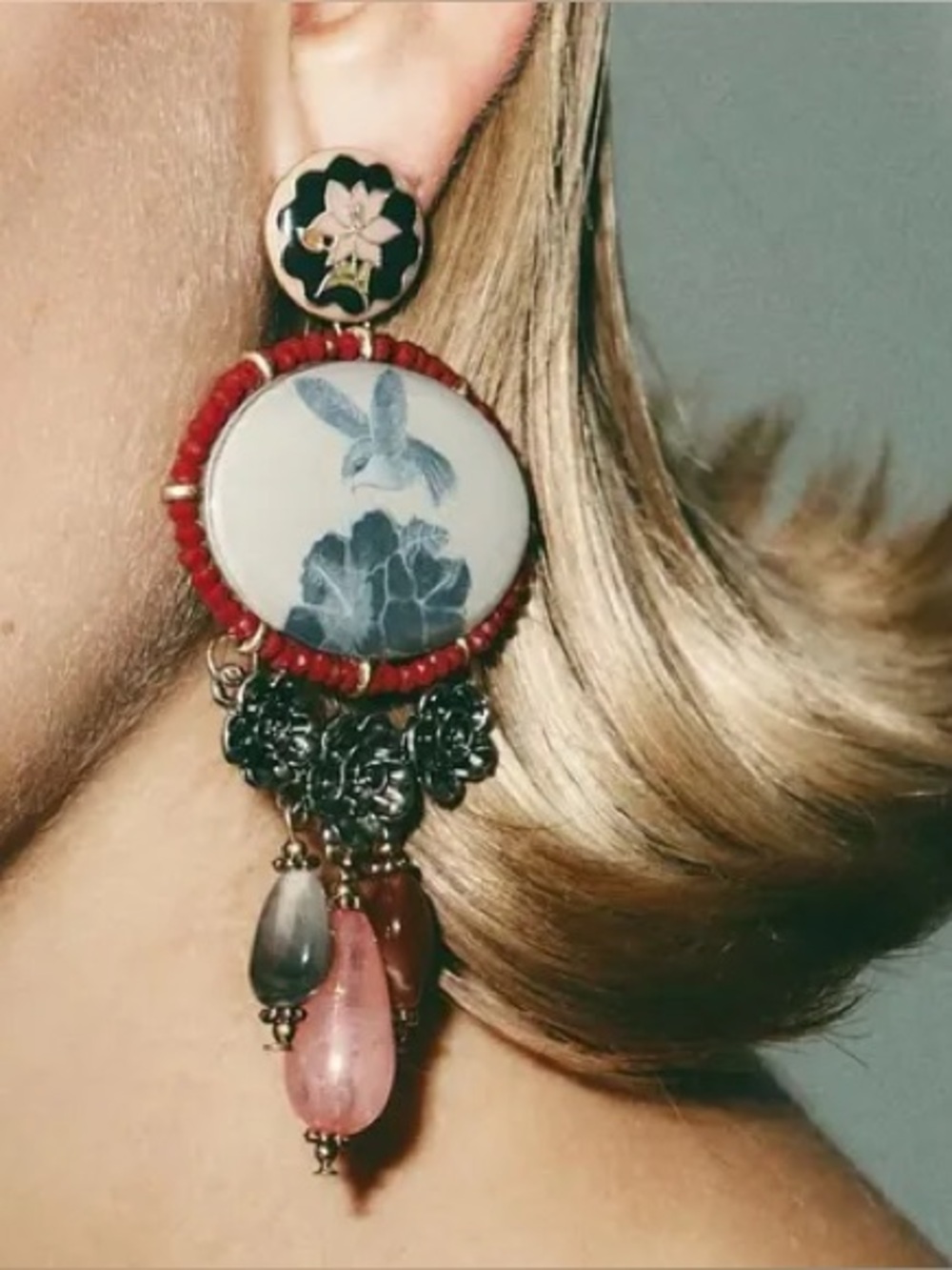 Zara Statement Floral Drop Earrings